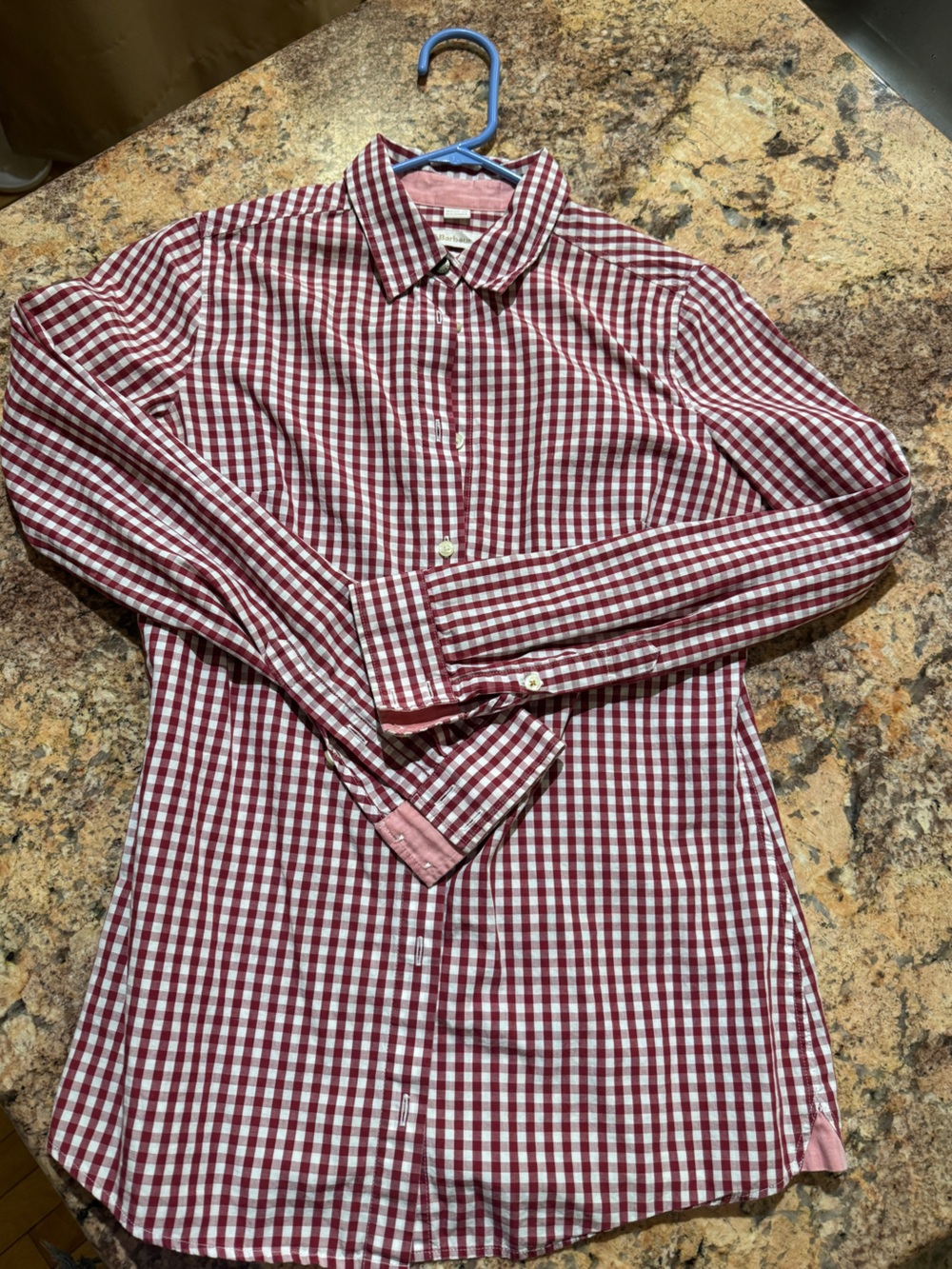 Women’s Classic Red and White Gingham Button-Down Barbour Shirt